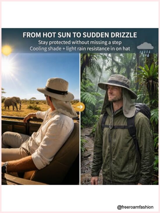 UPF 50+ Cooling Sun Hat with Neck Flap, Rollable Brim, Water Resistant main image 6